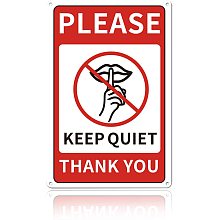 GLOBLELAND Please Keep Quiet Sign 8x12 inches 35 Mil Aluminum Quiet Please Metal Sign for Office Home Bedroom School Salon or Commerical Use, UV Protected and Waterproof