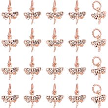 SUPERFINDINGS 20Pcs Rhinestone Dragonfly Pendant 14x14mm Rose Gold Vintage Dragonfly Pendant Insect Shape Charm for Keychain Jewelry Making,Jump Ring:5mm Inner Diameter