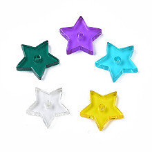 Honeyhandy Transparent Acrylic Beads, Star, Mixed Color, 14x14.5x2.5~3mm, Hole: 1.8mm