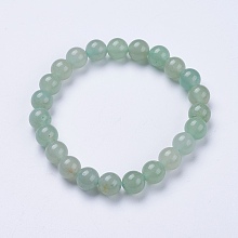 Honeyhandy Natural Green Aventurine Beaded Stretch Bracelets, Round, 2 inch(52mm)