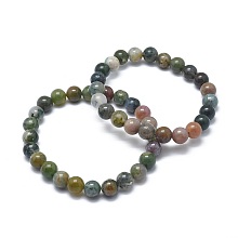 Honeyhandy Natural Indian Agate Bead Stretch Bracelets, Round, 2-1/8 inch~2-3/8 inch(5.5~6cm), Bead: 8mm