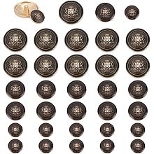 FINGERINSPIRE 30pcs Antiqued Bronze Metal Blazer Button 0.6/0.8/1 inch Flat Round Lion & Crown Buttons Alloy Shank Buttons Vintage Suits Button Set for Blazer, Suits, Coats, Uniform and Jacket