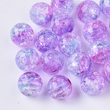 Honeyhandy Transparent Crackle Acrylic Beads, Round, Orchid, 10mm, Hole: 2mm, about 943pc/500g