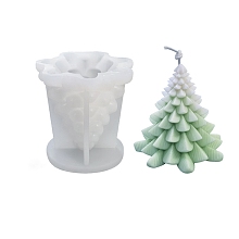 Honeyhandy 3D Christmas Tree DIY Candle Silicone Molds, for Xmas Tree Scented Candle Making, White, 8.5x8.5cm, Inner Diameter: 8x7.7cm