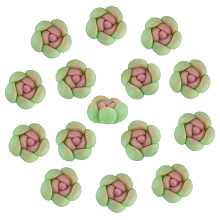 CHGCRAFT 15Pcs Succulent Polymer Clay Charms Cabochons Cute Polymer Clay Cabochons Flatback Charms for Craft Jewelry Making Scrapbooking Phone Case Home Decor, Light Green 22x22.5x14mm