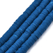 Honeyhandy Handmade Polymer Clay Beads Strands, for DIY Jewelry Crafts Supplies, Heishi Beads, Disc/Flat Round, Marine Blue, 6x0.5~1mm, Hole: 1.8mm, about 290~320pcs/strand, 15.75 inch~16.14 inch(40~41cm)