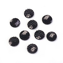 Honeyhandy Resin Cabochons, Flat Round with Mermaid Fish Scale, Black, 12x3mm