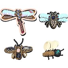 CHGCRAFT 4Styles Bee Beaded Patches Insect Bee Sewing Patch Handmade Clothes Embroidery Applique Dragonfly Iron on Patch for Jean Jacket Clothing Scrapbook Bag Shoes DIY Decor