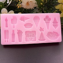 Honeyhandy Food Grade Silicone Molds, Fondant Molds, For DIY Cake Decoration, Chocolate, Candy, UV Resin & Epoxy Resin Jewelry Making, Ice Cream, Pink, 115x58x9mm