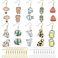 SUPERFINDINGS Resin DIY Earring Making Kit Including 20pcs Imitation Food Animal Epoxy Resin Pendants Fish Cacti Mushrooms Charm 100pcs Brass Jump Rings and 60pcs Earring Hooks Earring Supply