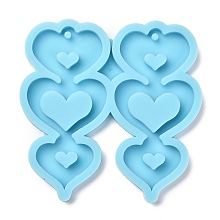 Honeyhandy Pendant Silicone Molds, Resin Casting Molds, For UV Resin, Epoxy Resin Jewelry Making, Heart, Dark Cyan, 83x83x7mm