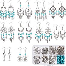 SUNNYCLUE 1 Box DIY 10 Pairs Angel Charms Fairy Charm Boho Style Chandelier Charms Earring Making Kit Feather Star Dream Catcher Charms for Jewelry Making Kits Adult Women DIY Craft Beginner Supplies