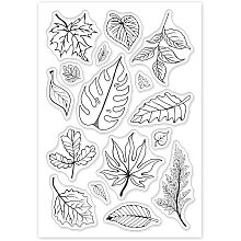 GLOBLELAND Leaves Clear Stamps Silicone Stamp Cards Tree Leaf Clear Stamps for Card Making Decoration and DIY Scrapbooking