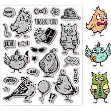 GLOBLELAND Comic Bird Cling Rubber Stamp Comic Bird Cling Mount Stamp Script Stamps Script Stamps for Card Making and Photo Album Decor Decoration and DIY Scrapbooking 8.66×7inch