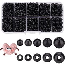 PandaHall Elite 1750pcs 5 Sizes Mini Craft Eyes Beads, Black Eye Beads Bears Teddy Puppets Decor Sewing Eyes Loose Spacer Beads for Crochet Craft Jewelry Making, 3/4/5/6/8mm