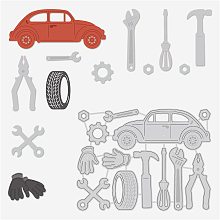 BENECREAT 5x3.7 Inch Car and Repair Tools Metal Cutting Dies, Auto Repair Theme Tire Pliers Wrench Die Cuts Embossing Stencil for Card Making Scrapbooking Paper Craft(0.8mm Thick)