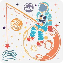 BENECREAT Astronaut Drawing Painting Stencils, Moon Star Reusable Stencils Template for Painting on Scrapbook, Album, Wood, Floor, Wall and Tile, 12x12 inch