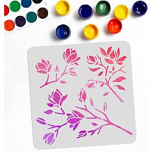 Magnolia Stencil Magnolia Flower Stencils 11.8×11.8 Inch Reusable Classic Flower Floral for Painting on Wood Canvas Paper Fabric Floor Wall Tile