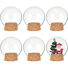 BENECREAT Set of 6 Glass Dome Lid Decorative Display Jars 2.5x2.7" Bell Shaped Glass Jars with Cork Base for Christmas Party Favors, Art and Small Projects Inner Diameter: 1.5"