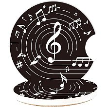 CREATCABIN Musical Note Car Coasters Cup Holders Absorbent Finger Notch Cork Base Round Ceramic Coaster Mats Car Accessories Easy Removal for Drinks Cup Women Men Color Printing Gifts 2.5Inch