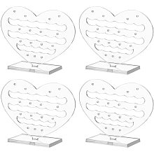 FINGERINSPIRE 4 Pcs Heart Shape Acrylic Earring Display Frame Earrings Display Holder Clear Earring Display Stand Double Sided Jewelry Stand (3.38x1.12x2.61inch)