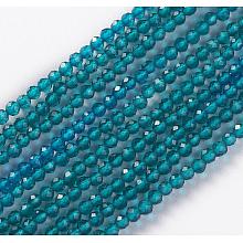 ARRICRAFT Glass Beads Strands, Faceted, Round, Steel Blue, 2x2mm, Hole: 0.4mm, about 193~197pcs/strand, 14.17 inches~15.51 inches(36~39.4cm)