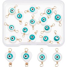 SUPERFINDINGS 20Pcs 2 Styles Natural Freshwater Shell Links Real 18K Gold Plated Evil Eye Shell Charms Eyes Links Connectors with Copper Wire for Jewelery Making