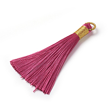 Honeyhandy Polyester Tassel Pendants, Fuchsia, 80~83x7~8mm, Hole: 5~7mm