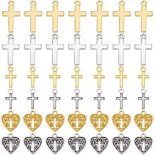 PandaHall Elite 120pcs Cross Charms, 3 Styles Heart Cross Charms Gold Silver Pendant for Jewelry Making Bracelet Necklace Costume DIY Crafting Accessories Christmas Easter Eid Mubarak Ramadan Decoration