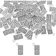 SUNNYCLUE 1 Box 100Pcs Money Charms Bulk Money Sign Charm Cash US 100 Dollar Bill Coin Currency Silver Antique Alloy Charm Bulk for Jewelry Making Charms Earrings Necklace Bracelets DIY Crafts