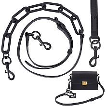 WADORN Adjustable Bag Shoulder Strap, 42 Inch PU Leather Purse Strap Replacement Handbag Crossbody Strap with Acrylic Chain for DIY Bag Making Accessories, Black