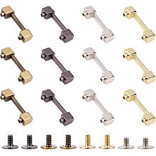 WADORN 12 Sets Metal Bag Strap Connector Buckle, 4 Colors Bag Suspension Clasps Anchor Bridge Buckles Belt Strap Hanger Hooks with Screws 1.3×0.4 Inch for DIY Leather Accessories Crafts Purse Making