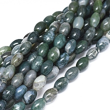 Honeyhandy Natural Moss Agate Beads Strands, Dyed & Heated, Rice, 11.5~12x7.5~8mm, Hole: 0.7mm, about 33 pcs/Strand, 15.55 inch(39.5 cm)