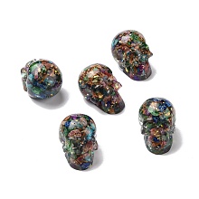 Transparent Resin Natural Imperial Jasper Dyed Chips Beads, No Hole/Undrilled, Skull, 30x21.5x22.5mm