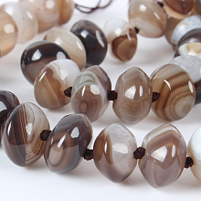 NBEADS Glossy Dyed Natural Agate Rondelle Bead Strands, RosyBrown, 14x8mm, Hole: 1mm, about 40pcs/strand, 16.15"