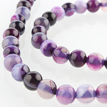 Nbeads Natural Gemstone Agate Round Bead Strands, Dyed, BlueViolet, 6mm, Hole: 1mm; about 63pcs/strand, 15.35"