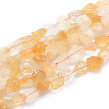 Honeyhandy Raw Rough Natural Citrine Beads Strands, Nuggets, 6~12x6~10x5~8mm, Hole: 0.7mm, about 48pcs/strand, 15.75 inch(40cm)