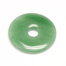 Honeyhandy Donut/Pi Disc Natural Gemstone Pendants, Green Aventurine, Donut Width: 16mm, 40x5.5mm, Hole: 8mm