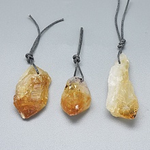 Honeyhandy Natural Citrine Big Pendants, Nuggets, 33~56x19.5~24x15~19mm, Hole: 2mm