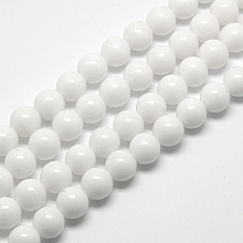 Honeyhandy Natural Malaysia Jade Bead Strands, Dyed & Heated, Round Beads, White, 6mm, Hole: 1mm, about 64pcs/strand, 15 inch