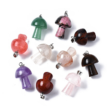 Honeyhandy Natural & Synthetic Gemstone Pendants, with Stainless Steel Snap On Bails, Mushroom Shaped, 24~25x16mm, Hole: 5x3mm