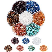 NBEADS About 3318 Pcs Natural Stone Chips Undrilled, 7 Styles Chip Gemstone Beads No Hole Polishing Crushed Crystals Irregular Shaped Energy Stone Loose Beads Jewelry Making Craft Gift, 2~8mm