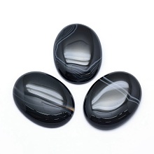 Honeyhandy Natural Banded Agate Cabochons, Oval, 40x30x7.5~8mm