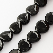 Honeyhandy Dyed Natural Black Onyx Beads Strands, Heart, Black, 10x10x5mm, Hole: 1mm, about 40pcs/strand, 15.3 inch