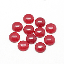 Honeyhandy Natural White Jade Cabochons, Dyed, Half Round/Dome, Red, 12x5mm