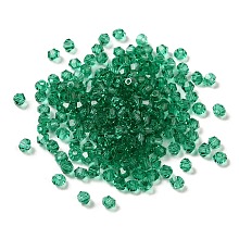 Transparent Glass Beads, Faceted, Bicone, Sea Green, 3.5x3.5x3mm, Hole: 0.8mm, 720pcs/bag.