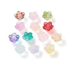 Spray Painted Transparent Glass Beads, Lotus, Mixed Color, 7.5x11x11.5mm, Hole: 1.2mm