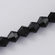 Honeyhandy Imitation Austrian Crystal 5301 Bicone Beads, Faceted Glass Beads Strands, Black, 2x3mm, Hole: 0.5mm, about 200pcs/strand, 16.5 inch