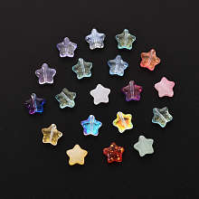 Honeyhandy 20Pcs Spray Painted Glass Beads, Mixed Style, Star, Mixed Color, 8x8.5x4mm, Hole: 1mm