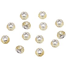 NBEADS 100Pcs Crystal Glass Charms, Faceted Lampwork Beads Large Hole European Charms Beads fit Bracelet Jewelry Making